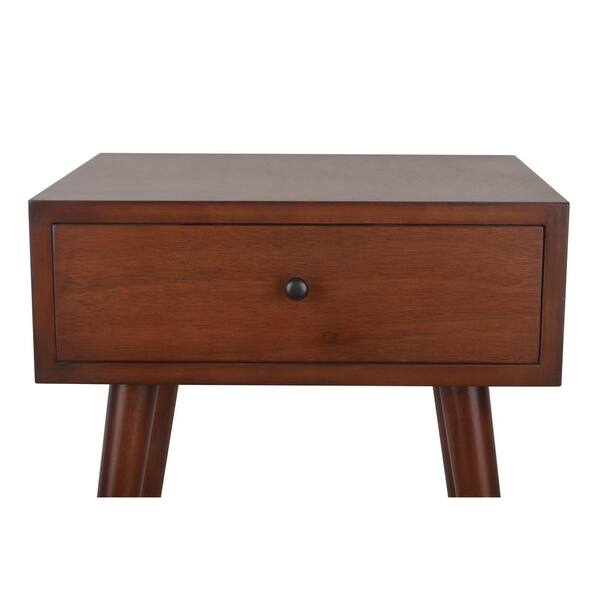 decor therapy mid century one drawer wood side table