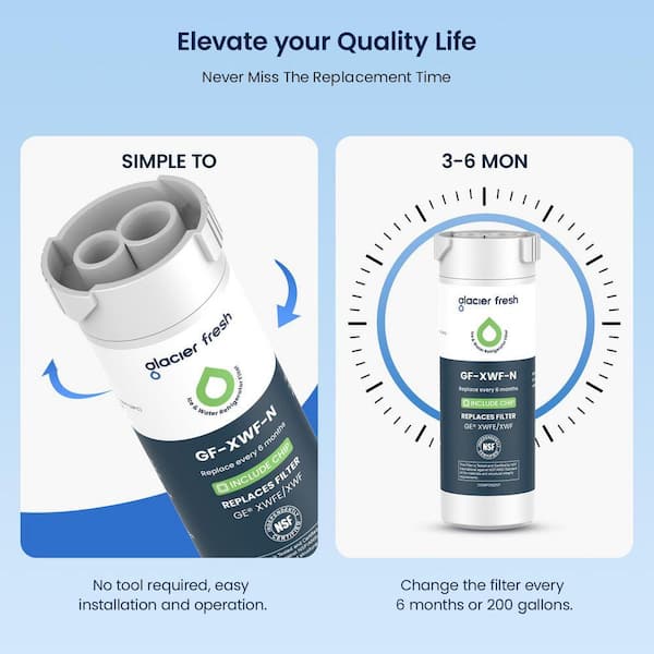 GLACIER FRESH XWFE Refrigerator Water Filter for GE(with chip)-3