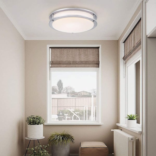 Hukoro Hanz 13 inch. Brush Nickle Selectable LED 2700K, 3000K, 3500K, 4000K, 5000K Flush Mount Ceiling Light