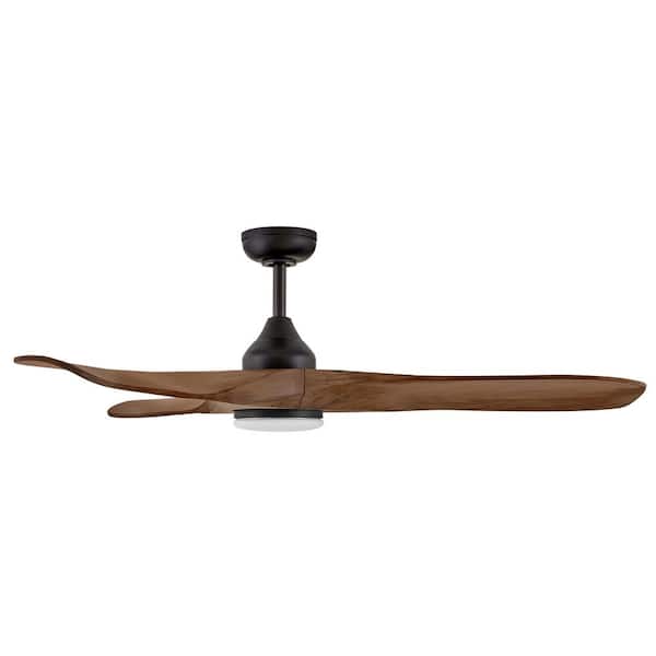HINKLEY - Swell Illuminated 56.0 in. Indoor/Outdoor Integrated LED Matte Black Ceiling Fan with Remote Control