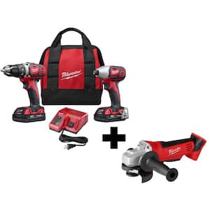M18 18V Lithium-Ion Cordless Drill Driver/Impact Driver Combo Kit (2-Tool) W/ 4-1/2 in. Cut-Off/Grinder