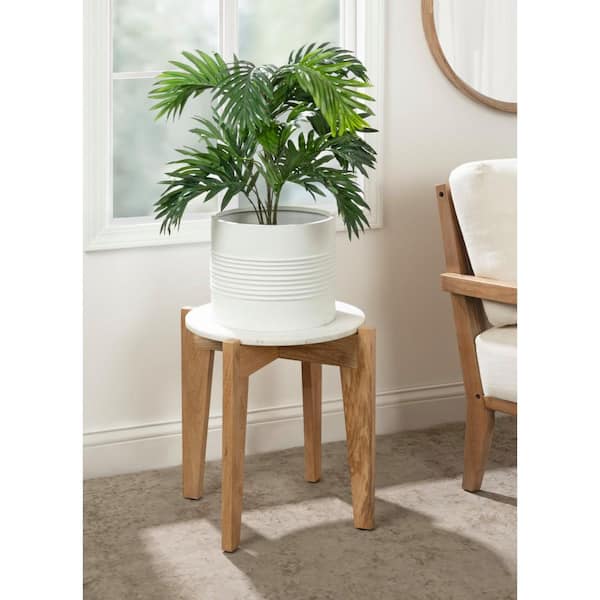 Kate and Laurel Icelyn 18.75 in. White Round Marble End Table
