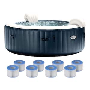 PureSpa Plus 6-Person Inflatable Bubble Jet Hot Tub and Replacement Filters (8 Pack)