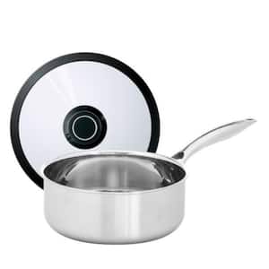 8 in. Dia. 2.5 qt. Black Cube Stainless Saucepan with Lid