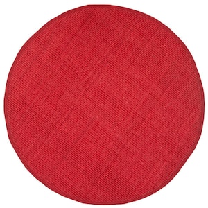Natural Fiber Red 4 ft. x 4 ft. Round Solid Area Rug