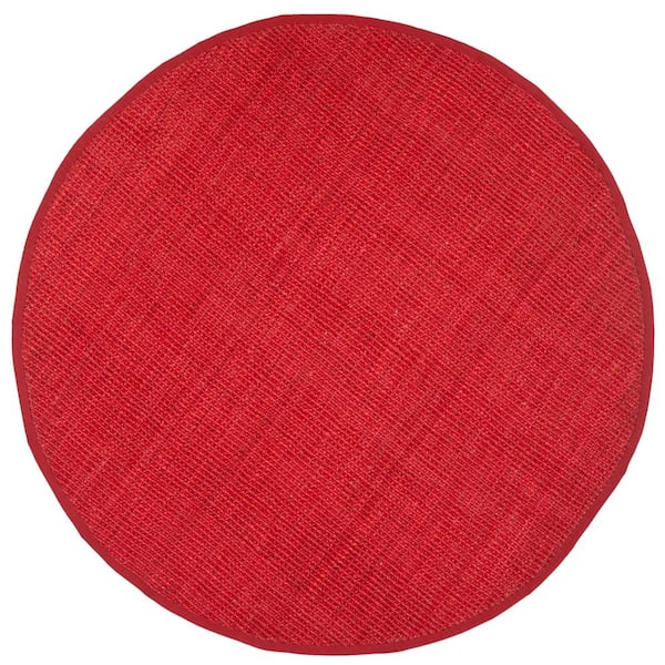 SAFAVIEH Natural Fiber Red 7 ft. x 7 ft. Round Solid Area Rug