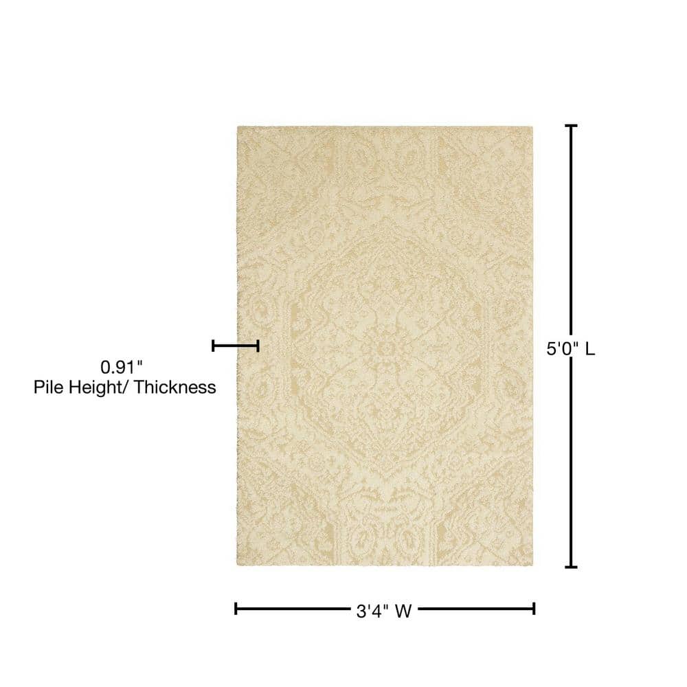 Francesca Cream Tufted Shag Area Rug, 3'4" x 5'