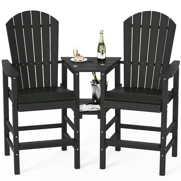 Karl home Black HDPE Plastic Outdoor Bar Stool with Removable