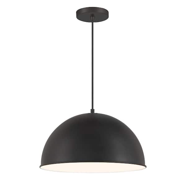 Minka Lavery Vantage 1-Light Black Metal Shade Pendant