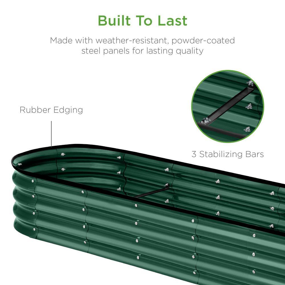 Dark Green Powder-Coated Steel Outdoor Raised Garden Bed Planter Box