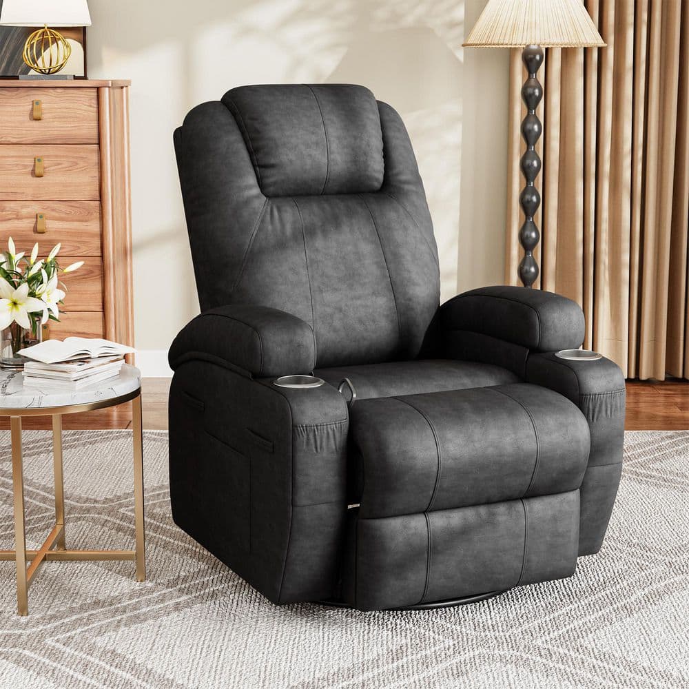 LACOO Leathaire Rocking Recliner Chair with Vibration Massage, 360 ...