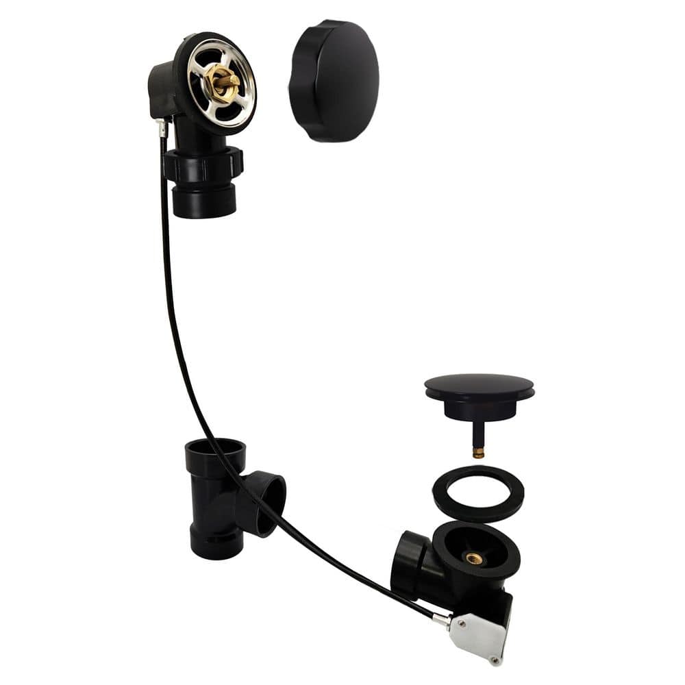27 in. Cable Drive Bath Drain with Rotary Overflow and Ball Joint Elbow, Pop-Up Stopper-Sch. 40 ABS, Matte Black price history on PriceWatchPro