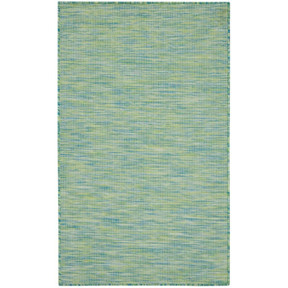 Positano Blue/Green 3 ft. x 5 ft. Solid Contemporary Indoor/Outdoor Patio Kitchen Area Rug price history on PriceWatchPro