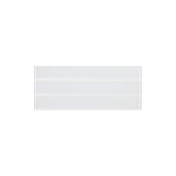 SpeedTiles Take Home Sample - Jasmin Off White 3.26 in. x 8 in. Glass Peel and Stick Wall Mosaic Tile (0.18 Sq. Ft. / Each)