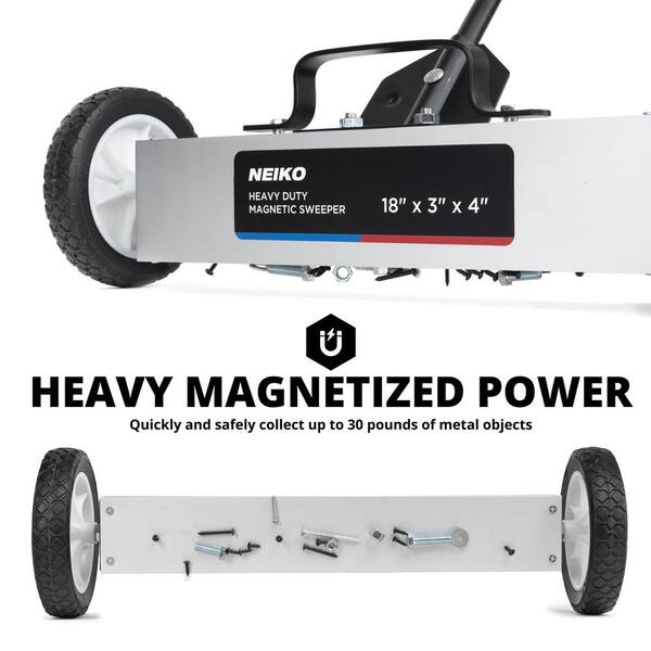 NEIKO 18 in. Rolling Magnetic Sweeper with Wheels, 45 lb. Capacity