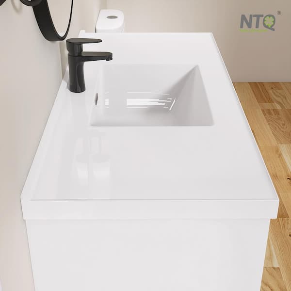48 in. W x 22 in. D x 36 in.H Bathroom Vanity Cabinet Single Sink Freestanding Bath Vanity in White with White Resin Top