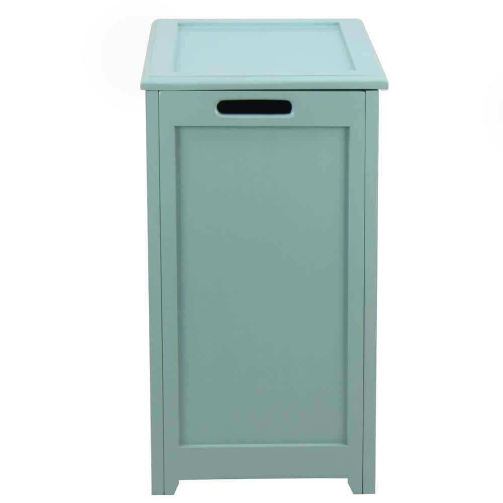 Turquoise MDF Wood Upright Laundry Hamper with Lid