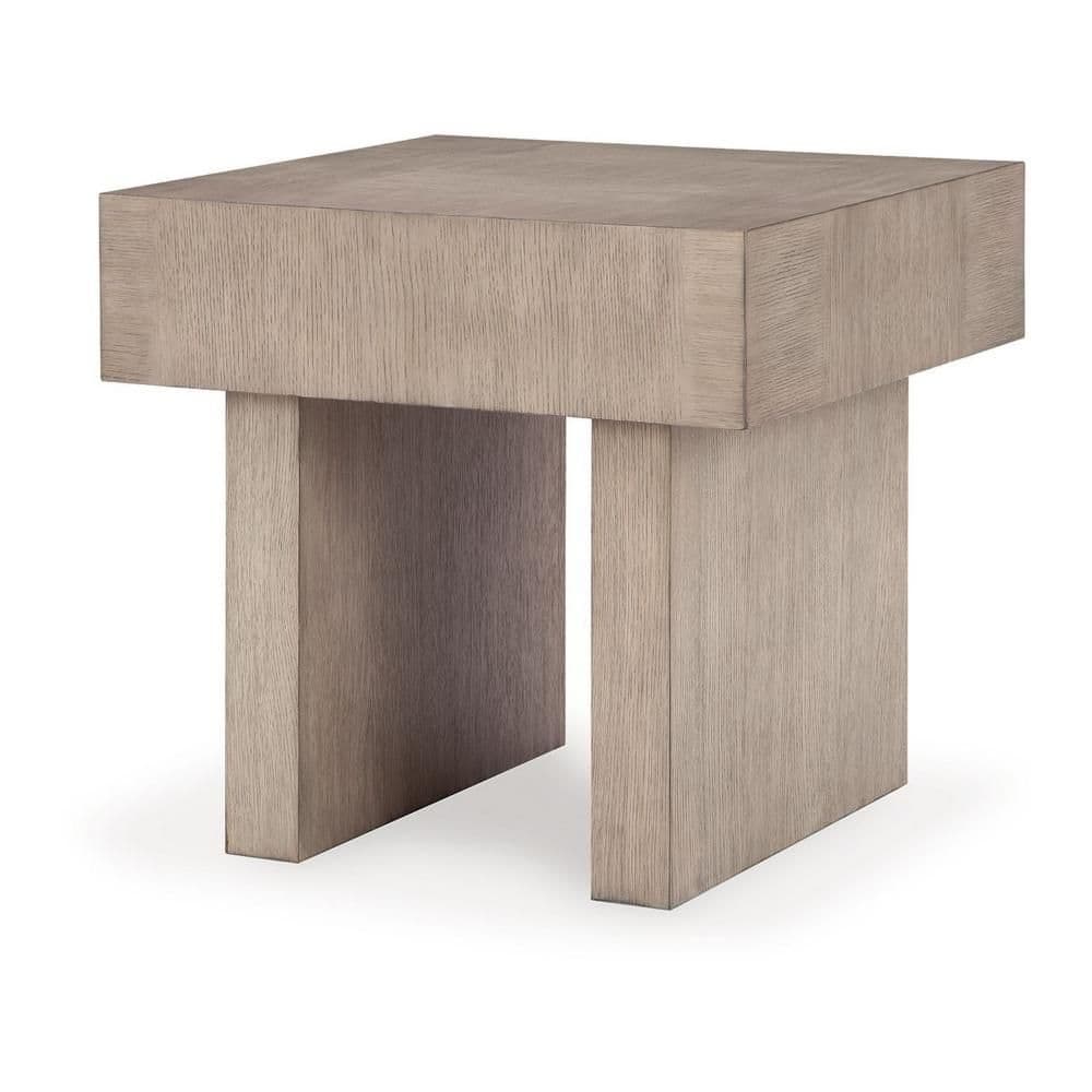 Three-quarter view of Laina 26 In. Grayish Brown Square Wooden End Table.