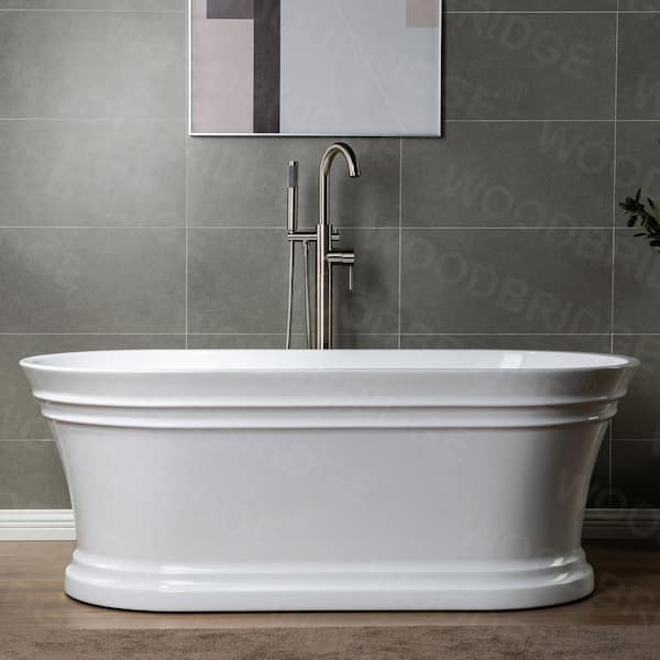 Everette Single-Handle Freestanding Tub Faucet with Hand Shower in Brushed Nickel