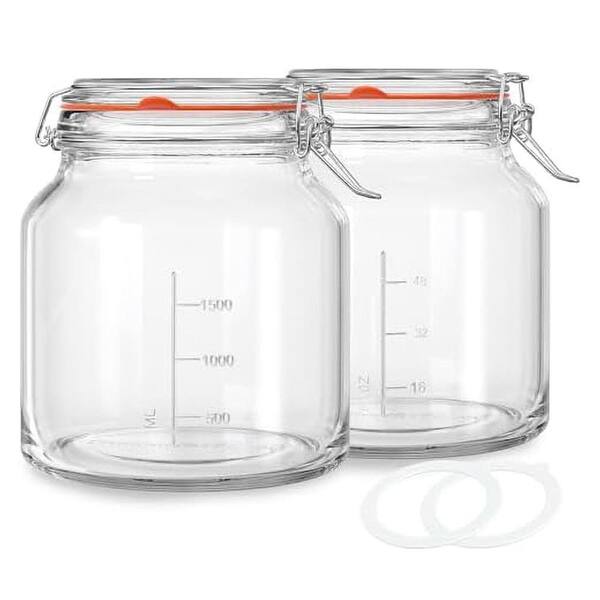 thumbnail image 2 of Two Jar Set With Lids - 16oz Wide Mouth Glass Jars For Chrono Clean - Clear Glass 2 of 6