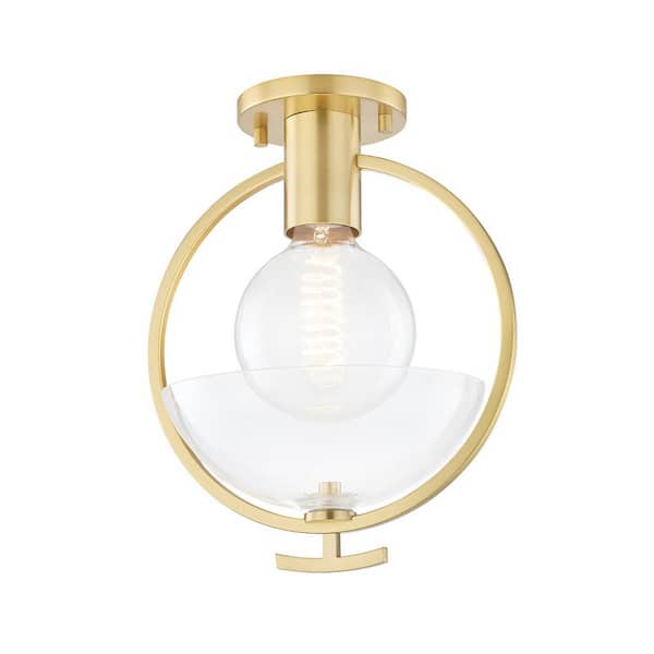 MITZI HUDSON VALLEY LIGHTING Ringo 1-Light Aged Brass Semi-Flush Mount