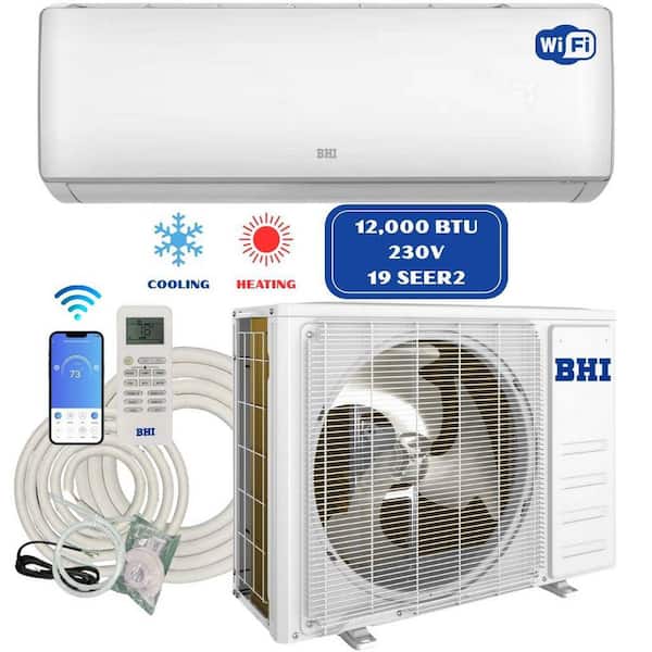 12,000 BTU 19 SEER 2 Ductless Mini Split Air Conditioner with Heat Pump Wi-Fi 230-Volt
