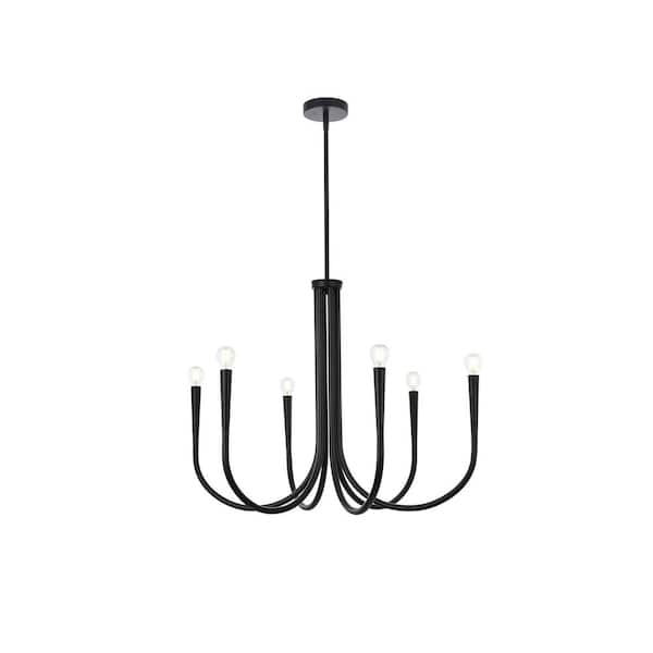 Unbranded 30 in. Home Living 6-Light Black Chandelier with no Bulbs Included