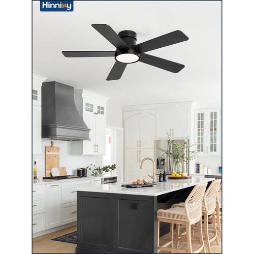 42 in. Smart Indoor Black Low Profile Ceiling Fan with Light Kit and Remote Control and 3CCT 6-Speed DC Motor Lighting