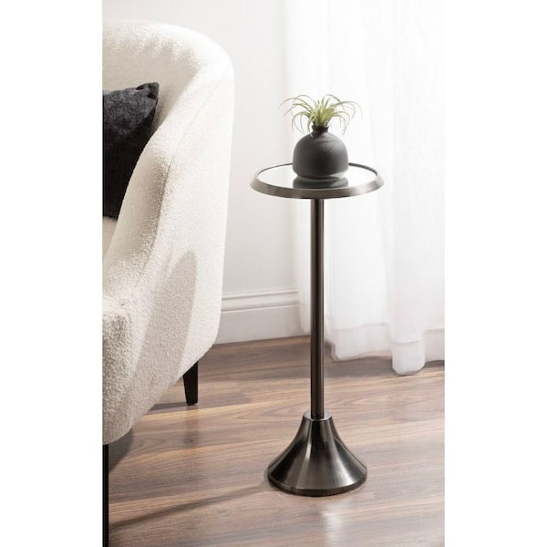 Kate and Laurel Sanzo 10 in. Pewter Round Metal End Table