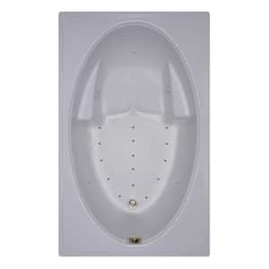 72 in. Acrylic Reversible Drain Rectangular Alcove Air Bath Bathtub in Bone