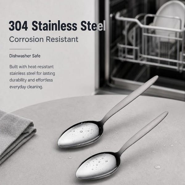Numhew 2-Pack 9 in. Stainless Steel Chef Kunz Spoon for Solid