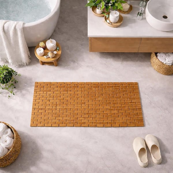 Duckboard 16 in. x 40 in. Brown Bamboo Natural Rectangle Bath Rug