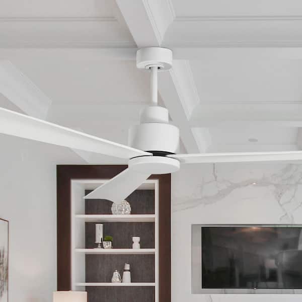 52 in. Indoor Modern Matte White Ceiling Fan with Remote Control and DC Reversible Motor