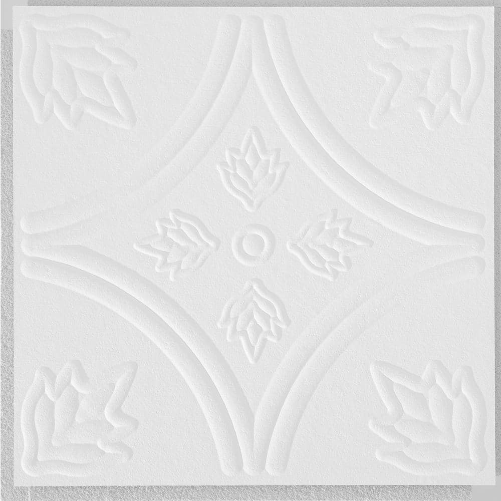 Circles 1 ft. x 1 ft. Clip Up or Glue Up Fiberboard Ceiling Tile in White (