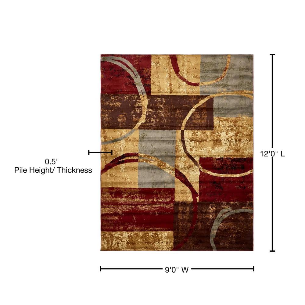 Multi Abstract Rectangular 9' x 12' Synthetic Area Rug