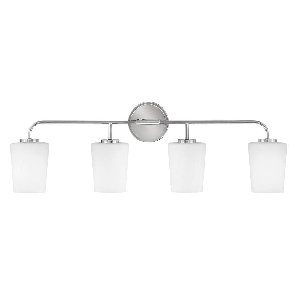 Lark Kline Chrome 4-Light Dimmable Vanity with Etched Opal Shades