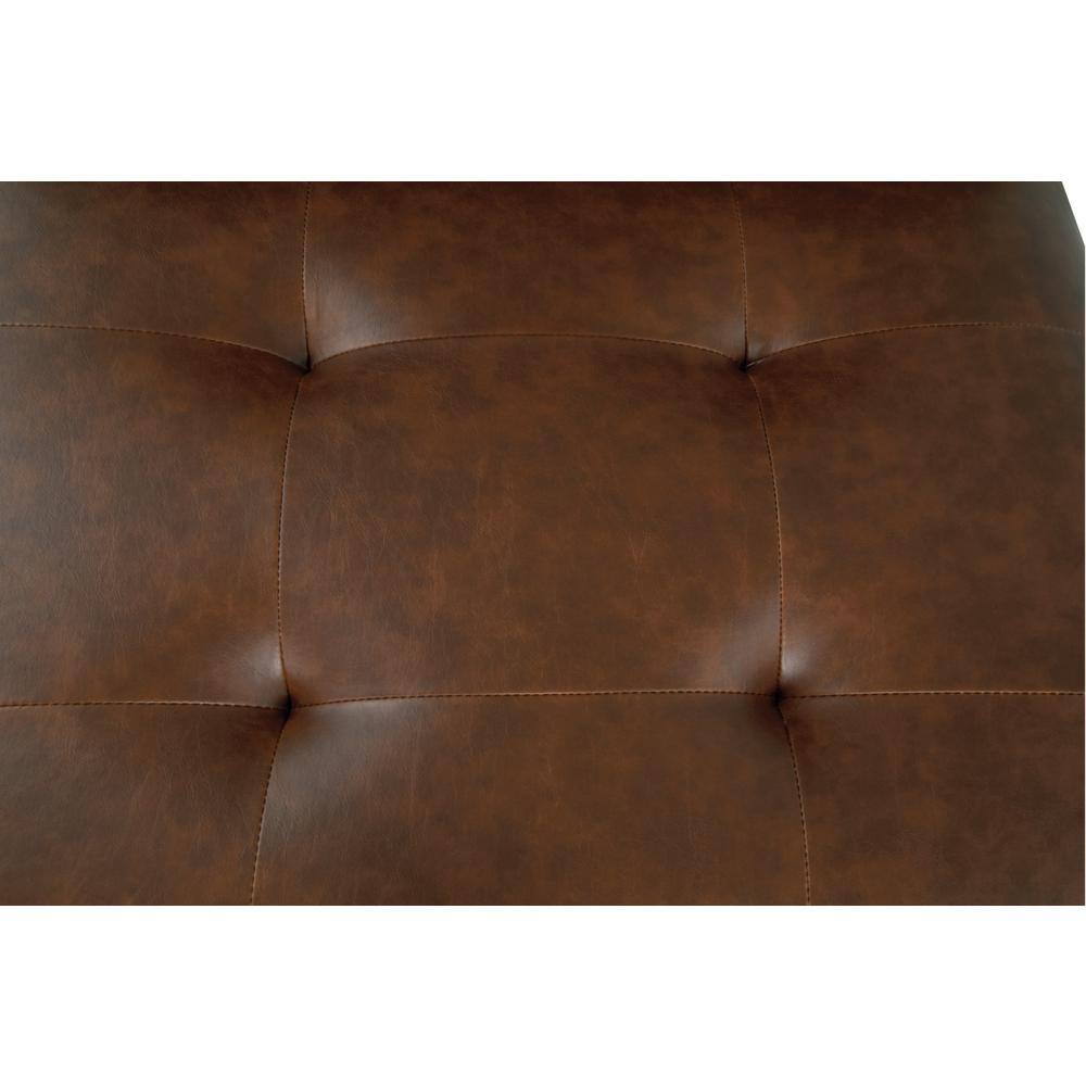 Traditional Brown Faux Leather and Wood Accent Chair