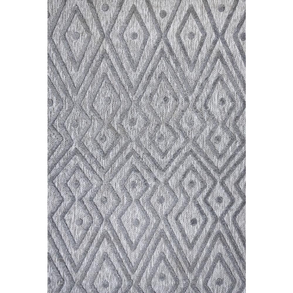 Modern Vintage Moroccan Diamond 8' x 10' Dark Gray Indoor/Outdoor Rug