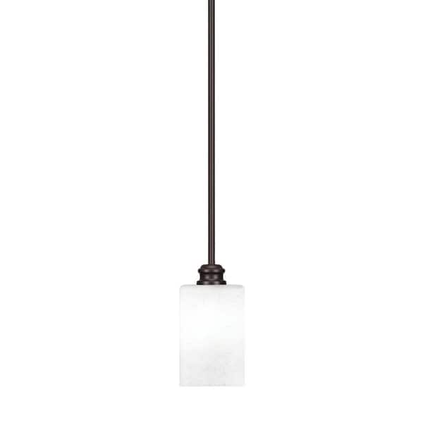 Unbranded Albany 60-Watt 1-Light Espresso Shaded Pendant Light with Square White Muslin Glass Shade, No Bulbs Included
