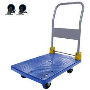 440 lbs. Capacity Platform Truck Flatbed Cart Heavy Duty Steel Foldable Push Cart Dolly with Swivel Brake Casters