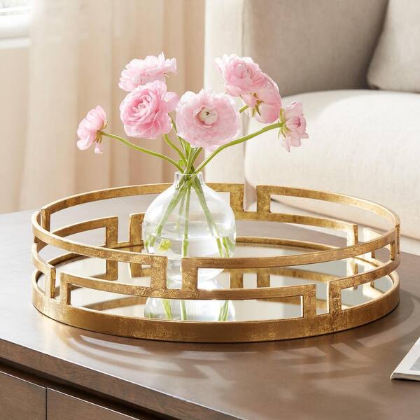 Home Decorators Collection Gold Metal, Mirrored Gold Decorative Tray