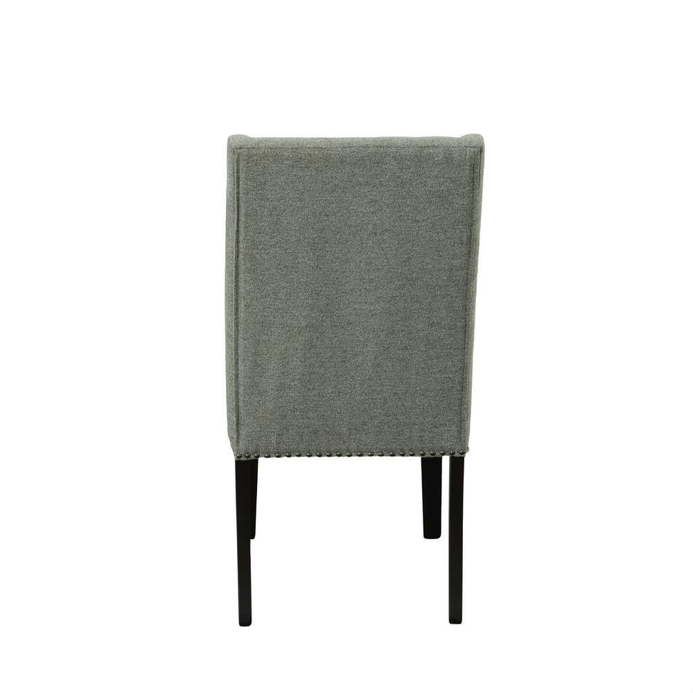 Espresso Wood & Charcoal Velvet High-Back Side Chair, Set of 2