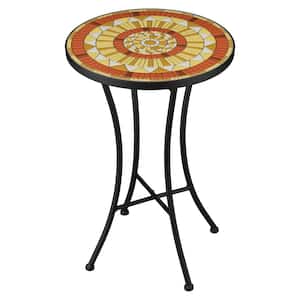 21 in. Metal and Ceramic Mosaic Plant Stand - Gold