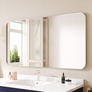 55 in. W x 30 in. H Rectangular Aluminum Framed Wall Bathroom Vanity Mirror in Sliver