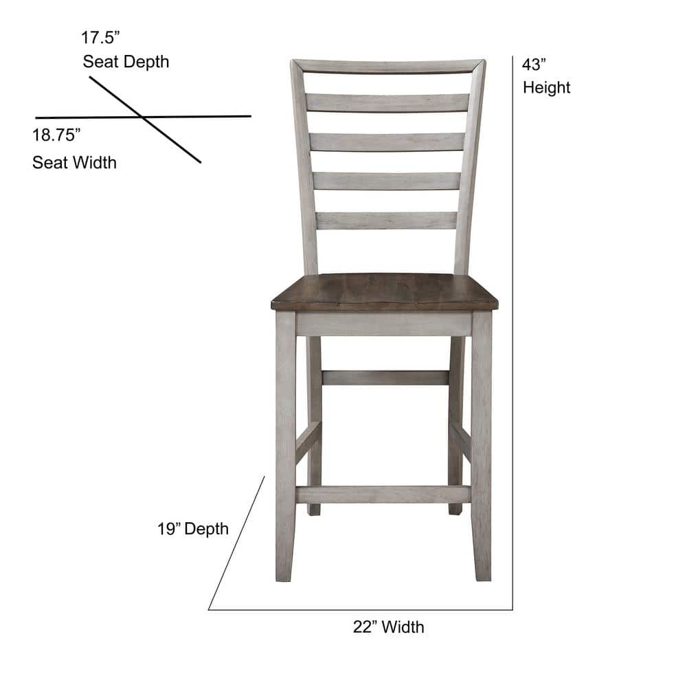 Smoky Alabaster and Honey Finish Counter Height Dining Set with 6 Chairs