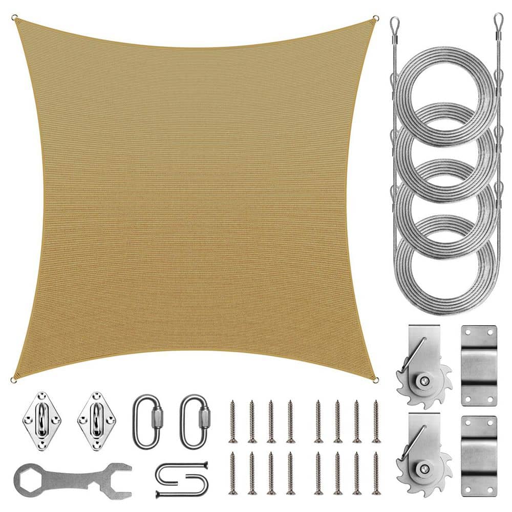 14 ft. x 14 ft. Square Sun Shade Sail with Hardware TAWAL-Sand Beige price history on PriceWatchPro