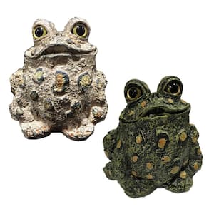 Toad Hollow 9 in. H Large Tall Toad Whimsical Assortment Home and Garden Statue (2-Pack)