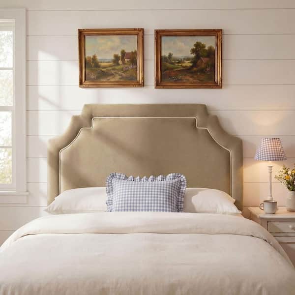Magnolia King Size Stain-Resistant Performance Velvet Headboard in Taupe Almond Brown