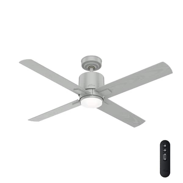 Hunter Visalia 52 in. Integrated LED Indoor/Outdoor Quartz Grey Ceiling Fan with Light Kit and Remote