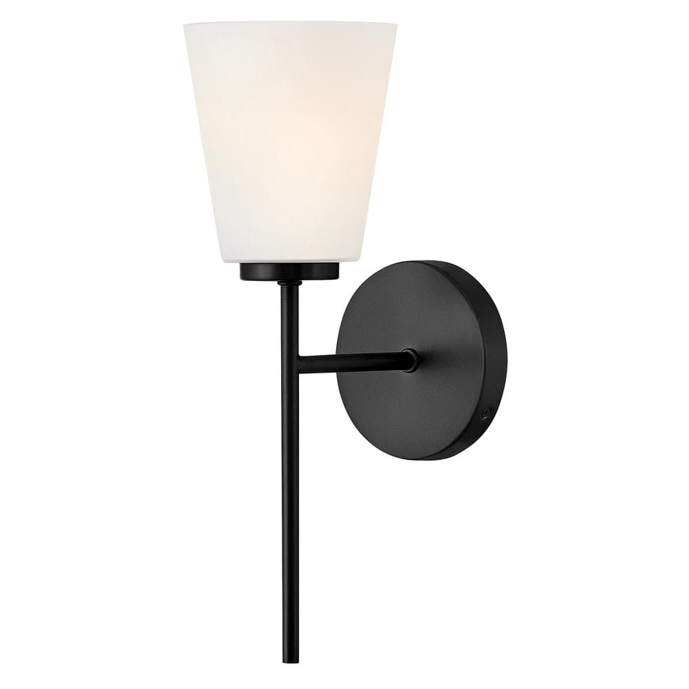 Black Etched Opal Glass Single Light Vanity Sconce